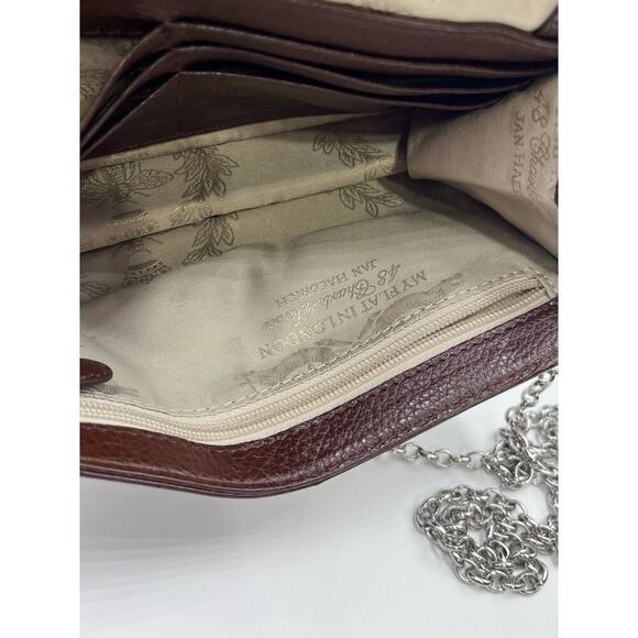 My Flat In London Brown Crossbody Metal Chain Bow Wallet Clutch 48 Charles St - Picture 5 of 12